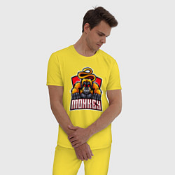 Пижама хлопковая мужская Monkey team, цвет: желтый — фото 2