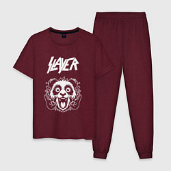 Пижама хлопковая мужская Slayer rock panda, цвет: меланж-бордовый