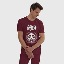 Пижама хлопковая мужская Slayer rock panda, цвет: меланж-бордовый — фото 2