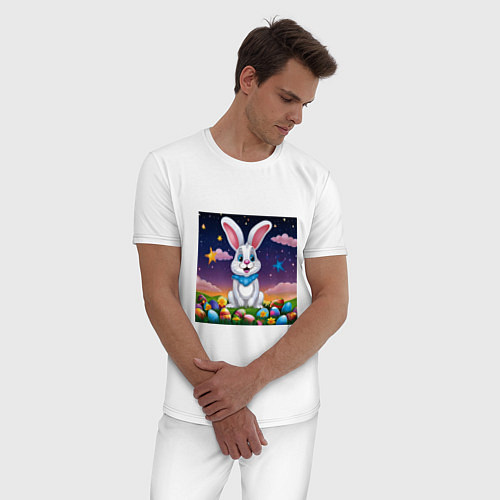 Мужская пижама Кролик под звёздами / Белый – фото 3
