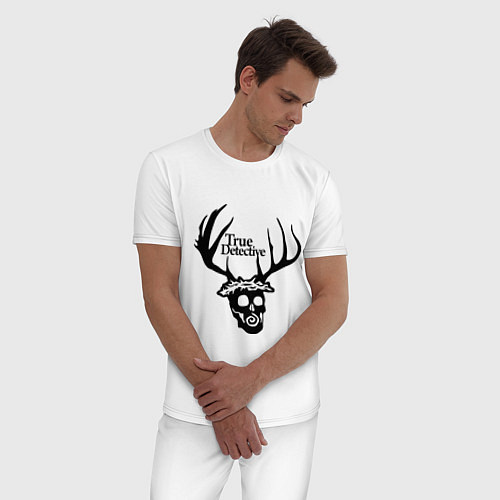 Мужская пижама True Detective: Deer Skull / Белый – фото 3
