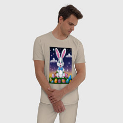 Пижама хлопковая мужская Ушастик и яички, цвет: миндальный — фото 2