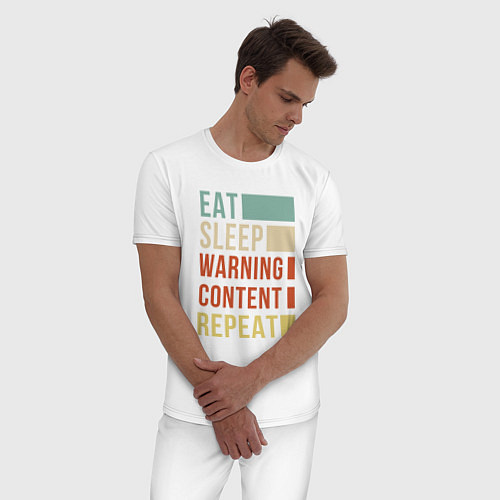 Мужская пижама Есть спать Content Warning повторять / Белый – фото 3