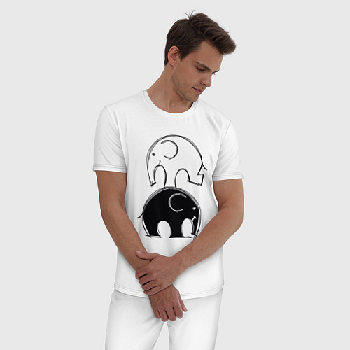 Мужская пижама Cute elephants / Белый – фото 3