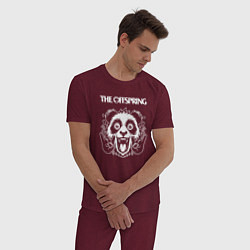 Пижама хлопковая мужская The Offspring rock panda, цвет: меланж-бордовый — фото 2