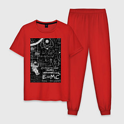 Пижама хлопковая мужская Космос формулы, цвет: красный
