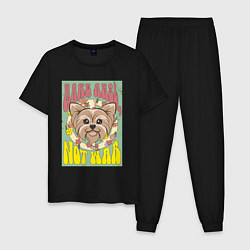 Пижама хлопковая мужская Винтажный йорк пацифист, цвет: черный