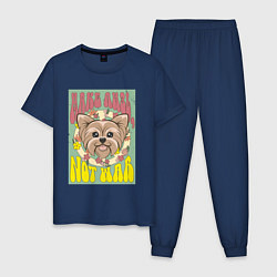 Пижама хлопковая мужская Винтажный йорк пацифист, цвет: тёмно-синий