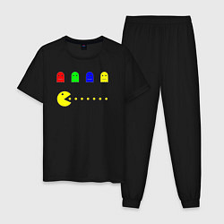 Пижама хлопковая мужская Персонажи старых компьютерных игр, цвет: черный