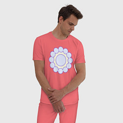 Пижама хлопковая мужская Круг из окружностей, цвет: коралловый — фото 2