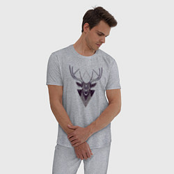 Пижама хлопковая мужская Трехглазый олень, цвет: меланж — фото 2