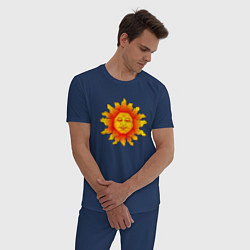 Пижама хлопковая мужская Огненное солнце, цвет: тёмно-синий — фото 2