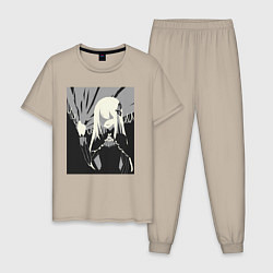Пижама хлопковая мужская ReZero Ехидна, цвет: миндальный
