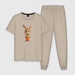 Мужская пижама Веселый заяц - кролик с морковкой
