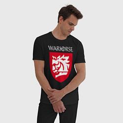 Пижама хлопковая мужская Warhorse logo, цвет: черный — фото 2