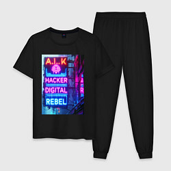 Мужская пижама Ai hacker digital rebel - neon glow