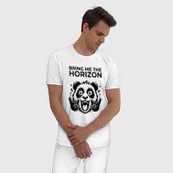 Пижама хлопковая мужская Bring Me the Horizon - rock panda, цвет: белый — фото 2