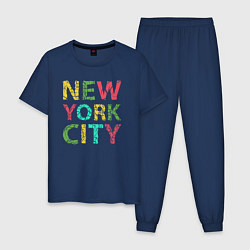 Пижама хлопковая мужская New York city colors, цвет: тёмно-синий