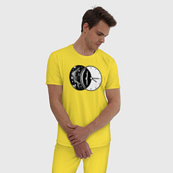 Пижама хлопковая мужская Космическое время, цвет: желтый — фото 2