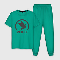 Пижама хлопковая мужская Peace bird, цвет: зеленый