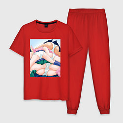 Пижама хлопковая мужская Senpai секси, цвет: красный