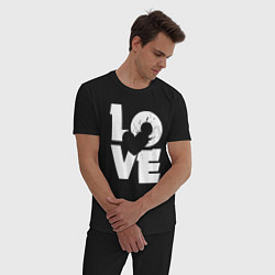 Пижама хлопковая мужская Love heart, цвет: черный — фото 2