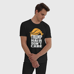 Пижама хлопковая мужская Trump hair dont care, цвет: черный — фото 2