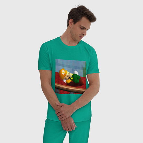 Мужская пижама Жёлтый луиджи 64 спит арт / Зеленый – фото 3