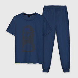 Пижама хлопковая мужская Mona Lisa text, цвет: тёмно-синий