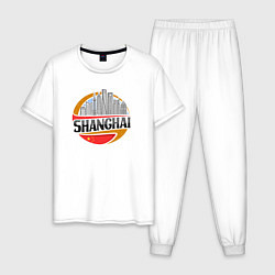Пижама хлопковая мужская Шанхай Китай, цвет: белый