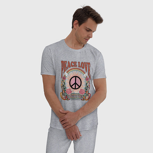 Мужская пижама Мир и любовь арт / Меланж – фото 3