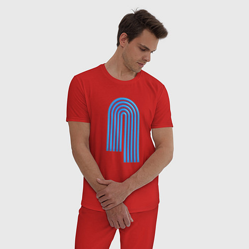 Мужская пижама Голубой орнамент / Красный – фото 3
