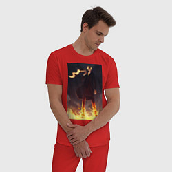 Пижама хлопковая мужская Ван-Пис Санджи огненная нога, цвет: красный — фото 2