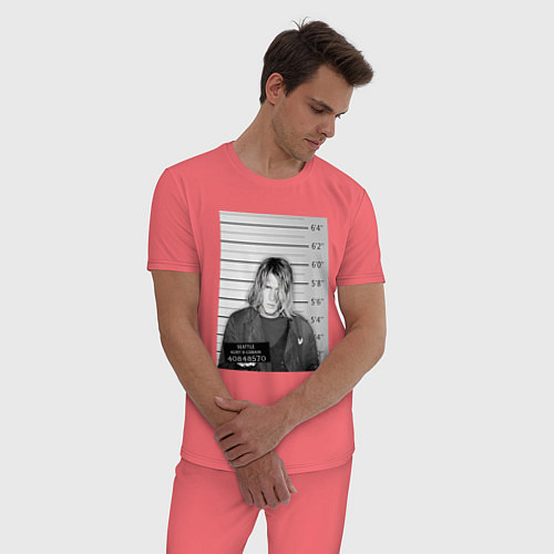 Мужская пижама Курт Кобейн арестован / Коралловый – фото 3