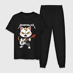 Пижама хлопковая мужская Meowtallica rock, цвет: черный