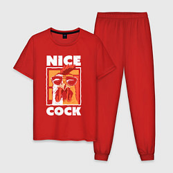 Пижама хлопковая мужская Nice cock, цвет: красный