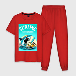 Мужская пижама Surfing never alone - shark and surfer