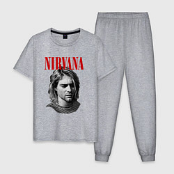 Пижама хлопковая мужская Nirvana kurt donald cobain, цвет: меланж