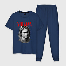 Пижама хлопковая мужская Nirvana kurt donald cobain, цвет: тёмно-синий