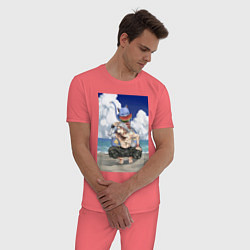 Пижама хлопковая мужская Хвост Феи Хэппи Нацу Драгнил, цвет: коралловый — фото 2
