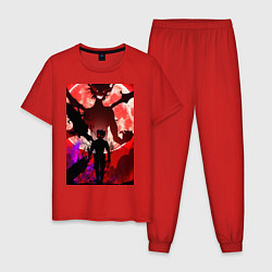 Пижама хлопковая мужская Чёрный клевер Аста демон, цвет: красный