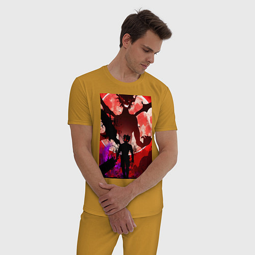 Мужская пижама Чёрный клевер Аста демон / Горчичный – фото 3