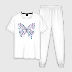 Пижама хлопковая мужская Y2k бабочка, цвет: белый