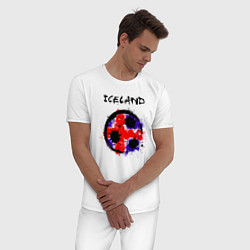 Пижама хлопковая мужская Сборная Исландии, цвет: белый — фото 2