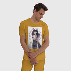 Пижама хлопковая мужская Клинок, рассекающий демонов Синобу Котё, цвет: горчичный — фото 2