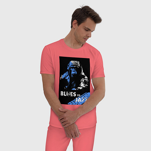 Мужская пижама Блюз против джаза / Коралловый – фото 3