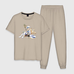 Пижама хлопковая мужская Жрица из аниме Убийца Гоблинов, цвет: миндальный