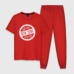 Пижама хлопковая мужская New York - USA, цвет: красный