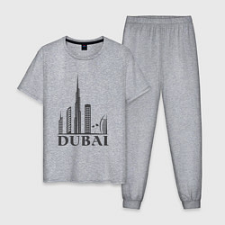Пижама хлопковая мужская Dubai city style, цвет: меланж