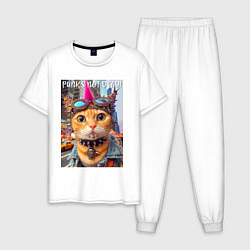 Мужская пижама Котёнок панк музыкант из Нью-Йорка - нейросеть